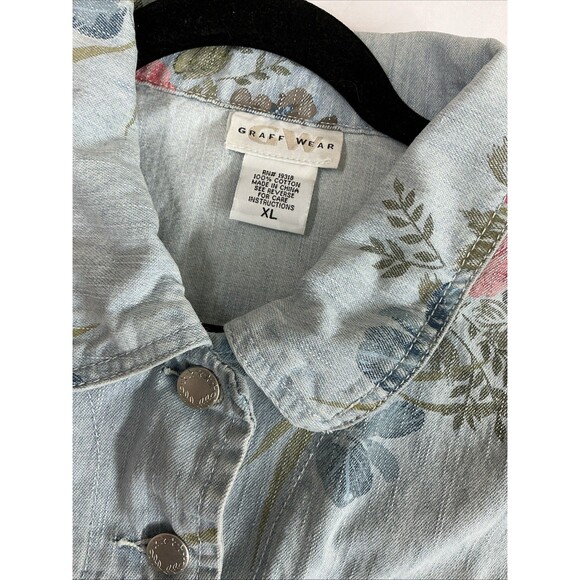 Graff Wear Vintage Floral Denim Jacket Size XL Women's - Picture 2 of 4